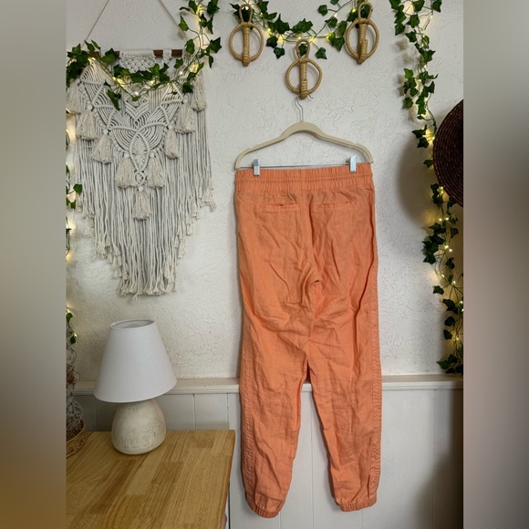 Athleta Womens Cabo Linen Joggers Peach Orange Drawstring Waist Size 10 Tall - Picture 6 of 15